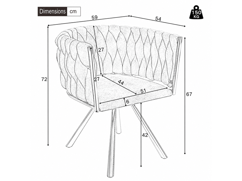 Chaise de salle à manger pivotante 360° en velours beige et métal argenté, lot de 4, dossier enveloppant - Conforama C