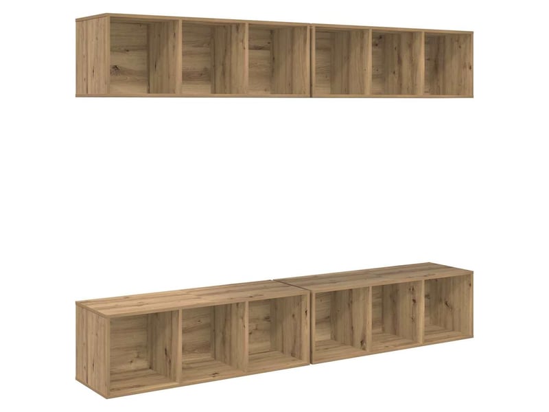  Ensemble meuble tv - banc tv - meuble de rangement 4 pcs chêne artisanal bois d'ingénierie  - Conforama A