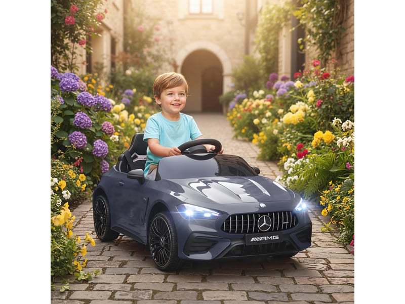 Voiture électrique pour enfants, design mercedes, moteur 12 v, télécommande, lumières led, musique, pour les enfants de 3 à 6 ans, grise - Conforama D