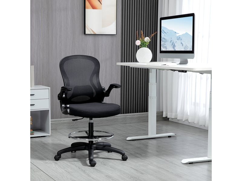  Chaise de bureau avec support lombaire hauteur réglable et accoudoirs relevables en noir dimensions 59 x 65 x 102-122 cm  - Conforama D