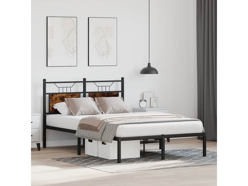  Lit double- lit adulte -  cadre de lit sans matelas chêne fumé 120x190 cm bois ingénierie  - Conforama C