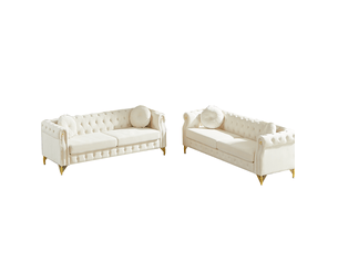 Canapé droit compressé fixe MODFU  2 places Velours Beige