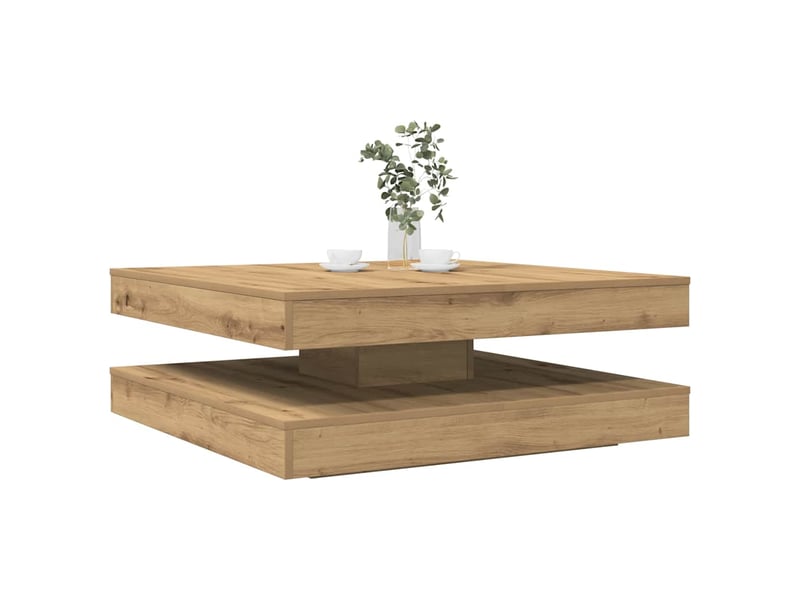  Table basse - table de salon - table à thé rotative à 360 degrés chêne artisanal 90x90x34,5 cm  - Conforama B