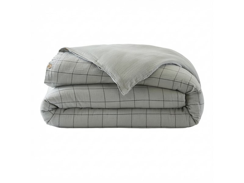  Housse de couette reversible 140x200 cm gaze de coton terra harmonie eucalyptus PD25031 - Conforama A