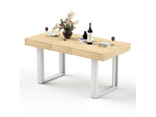 Table de salle à manger extensible 120-160x75x75 cm style rétro naturel et blanc