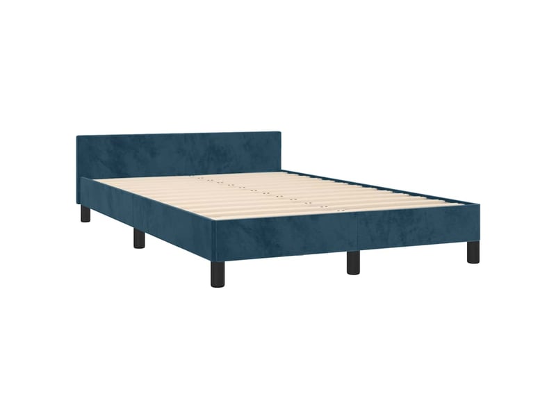 Lit double- lit adulte - cadre de lit sans matelas bleu foncé 120x190 cm velours - Conforama D