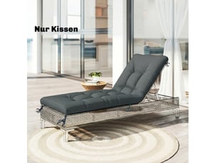 Coussin de chaise longue 198x65x13 cm avec sangles gris foncé