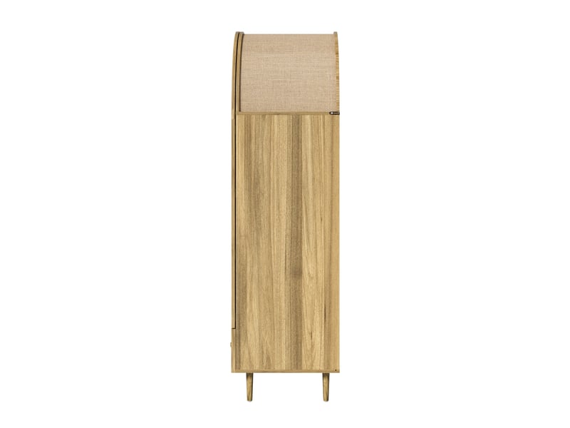  Armoire en tissu et chêne - 79x50x175 cm - portes en tissu - placage de chêne - pieds en bois massif  - Conforama W