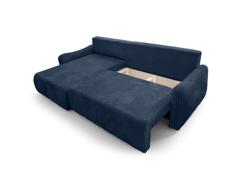 Apoline - canapé d'angle réversible convertible 4 places avec coffre en velours côtelé épais - Conforama D