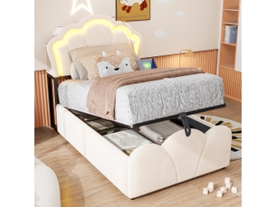 Lit coffre 90x200 cm <strong></strong>  <strong>Seren Glow</strong> coloris beige