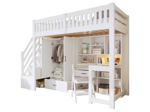 Lit mezzanine 90x200 cm OKWISH coloris blanc
