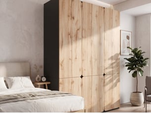 Armoire 8 porte(s) battante 6 tiroir(s) <strong>BGSRYAO</strong> <strong></strong> coloris bois clair largeur 180 cm