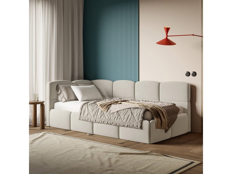  Selsey cloudy - lit rembourré - 170x185 cm - velours beige clair - côté gauche Cloudy - Conforama C