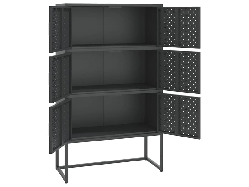  Buffet haut, meuble de rangement salon anthracite 80x35x135 cm acier  - Conforama D
