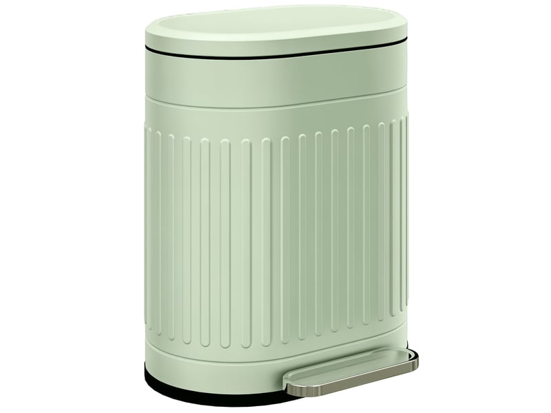  Poubelle à pédale design ovale métal ondulé 20l vert sauge clair  - Conforama A