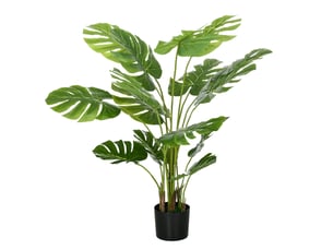Plante artificielle, monstera deliciosa réaliste, 1 pot et terreau ciment, 17,5 cm x 17,5 cm x 120 cm, verte