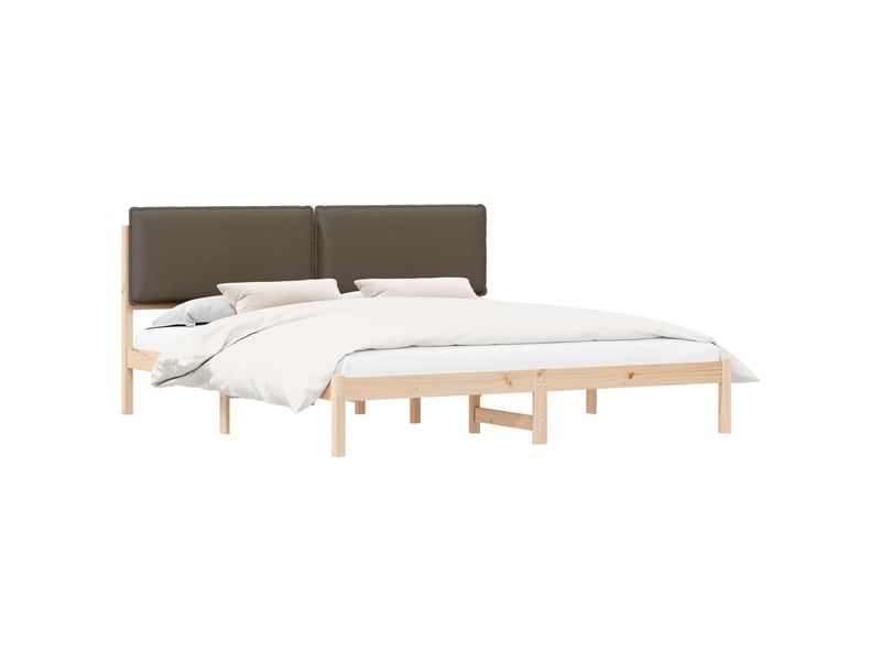 Lit double- lit adulte - cadre de lit avec tête de lit rembourrée taupe 200 x 200 cm - Conforama A