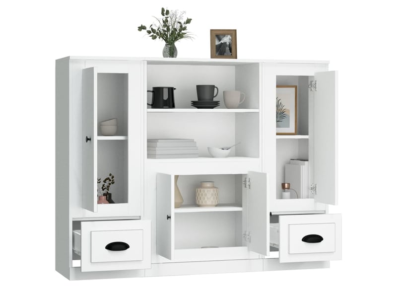  Buffets 3 pcs - bahut - meuble de rangement blanc bois d'ingénierie  - Conforama E