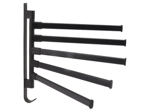 Barre de serviette pivotante noire, 5 bras, mur sans punch monté, poignée de salle de