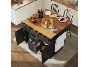 Îlot de cuisine noir pliable, chariot de service mobile en mdf et métal, table extensible pour salle à manger, 147x70x93cm