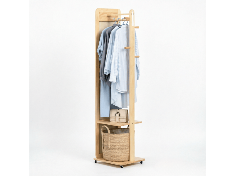  Miroir dressing sur pied avec portant à vêtements, compact et mobile  - Conforama D