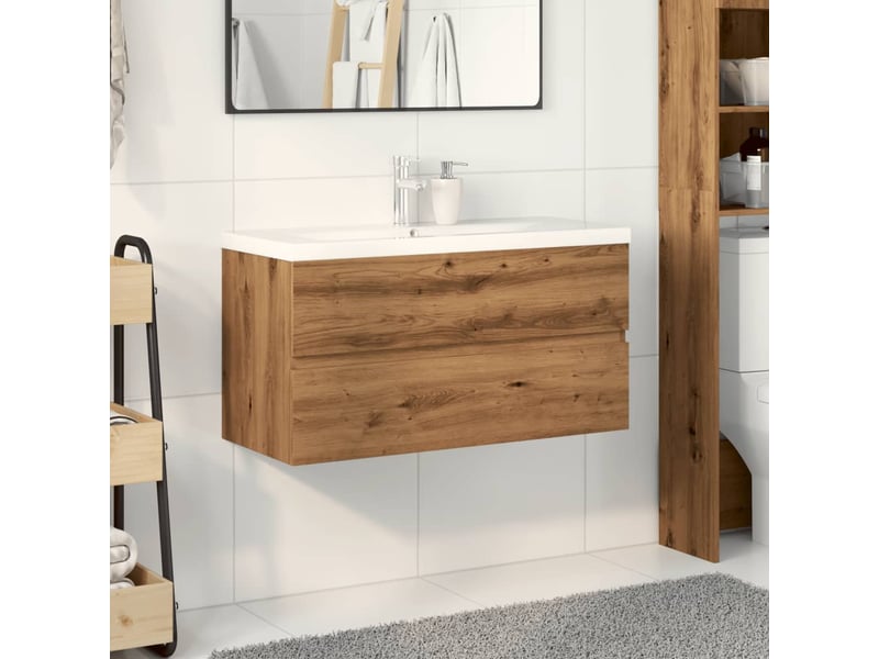  Armoire lavabo avec bassin intégré chêne artisanal shl4036  - Conforama C