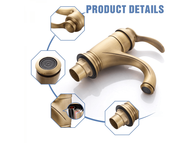  Robinet de lavabo rétro monocommande en laiton,mitigeur moderne avec réglage température chaudefroide,connexion 38  - Conforama C