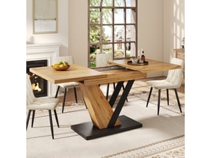 Table à manger extensible 120-160 cm, plateau bois grainé 75 x 75,5 cm, cuisine et salon, design moderne