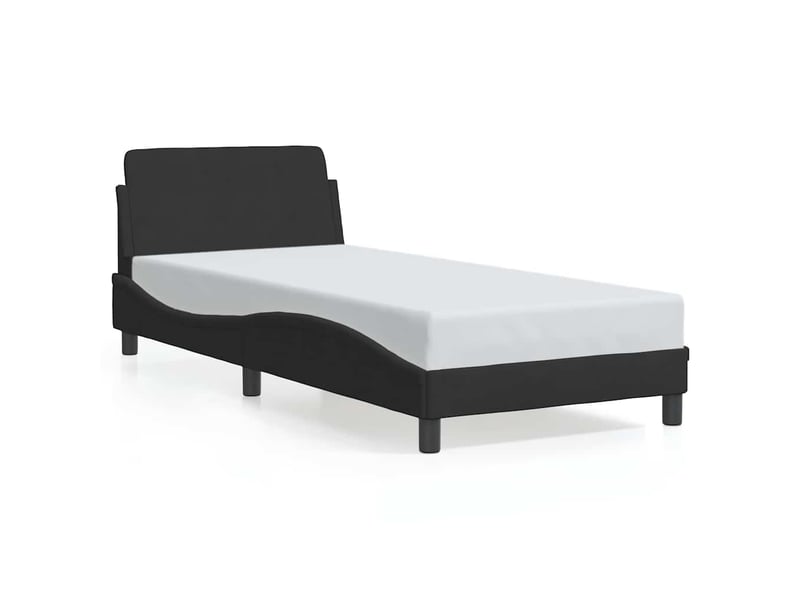 Lit simple- lit adulte - cadre de lit avec tête de lit dover noir 80x200 cm velours - Conforama A