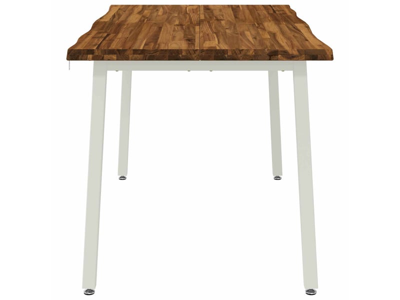  Table à manger moderne 140x80x75 cm bois d'acacia massif naturel et blanc shl67218  - Conforama E
