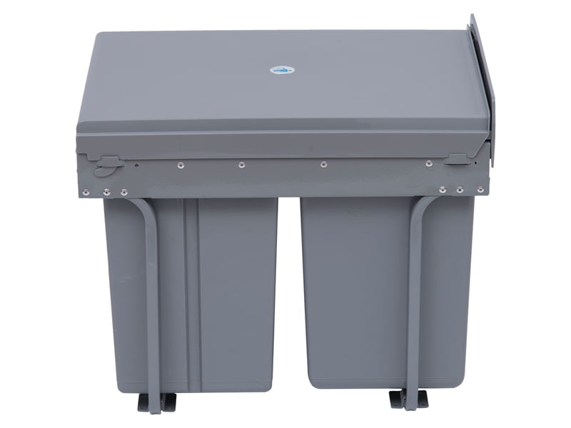  Poubelle encastrable 3 bacs tri sélectif coulissante 40 l gris 48 x 34,2 x 41,8 cm  - Conforama B