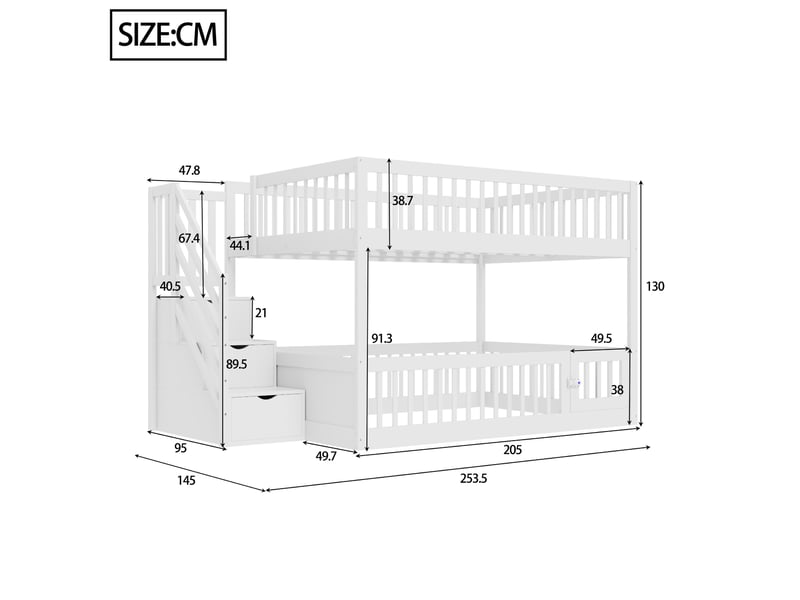  Lit superposé 140x200cm coloris blanc bois massif lit enfant blanc - Conforama C