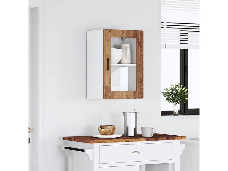  Armoire murale de cuisine avec porte en verre porto vieux bois shl7990  - Conforama B