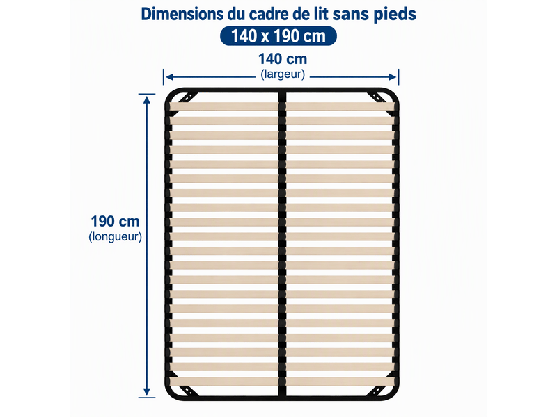  Sommier 140x190 sans pied - sommiers à lattes en bois - 2x20 lattes  - Conforama B