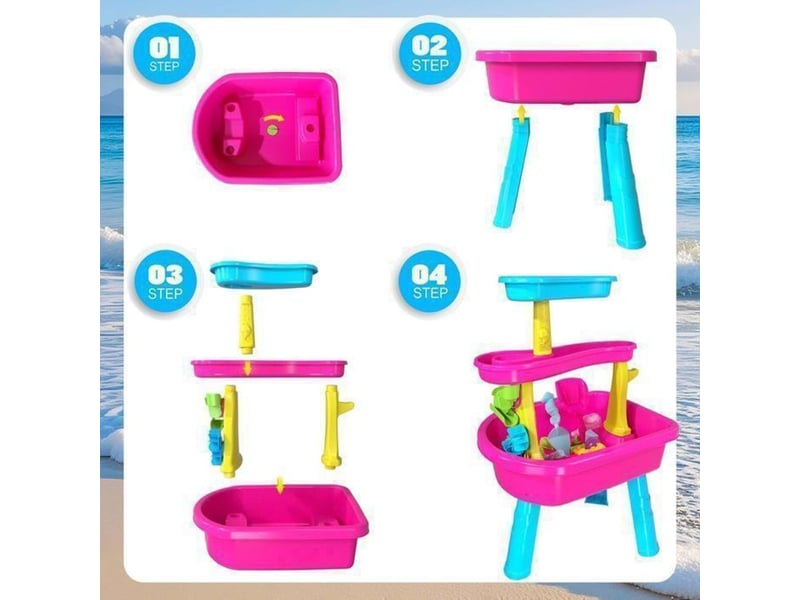  Table activity eau sable 3 niveaux cascade rose et bleu avec 37 accessoires 151498_AAAOQ04765_6_DROPFR - Conforama C