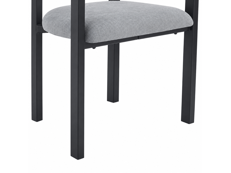  Lot de 4 chaises de salle à manger avec dossier enveloppant en chenille, gris, style moderne  - Conforama E
