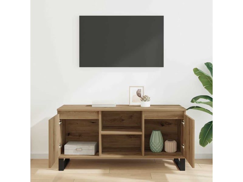  Meuble tv, meuble pour télévision 104 x 35 x 50 cm chêne artisanal bois d'ingénierie  - Conforama D