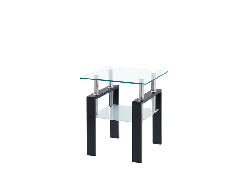 Lot de 2 tables d’appoint empilables pour salon - lpospi - étagère basse en verre trempé transparent - Conforama E