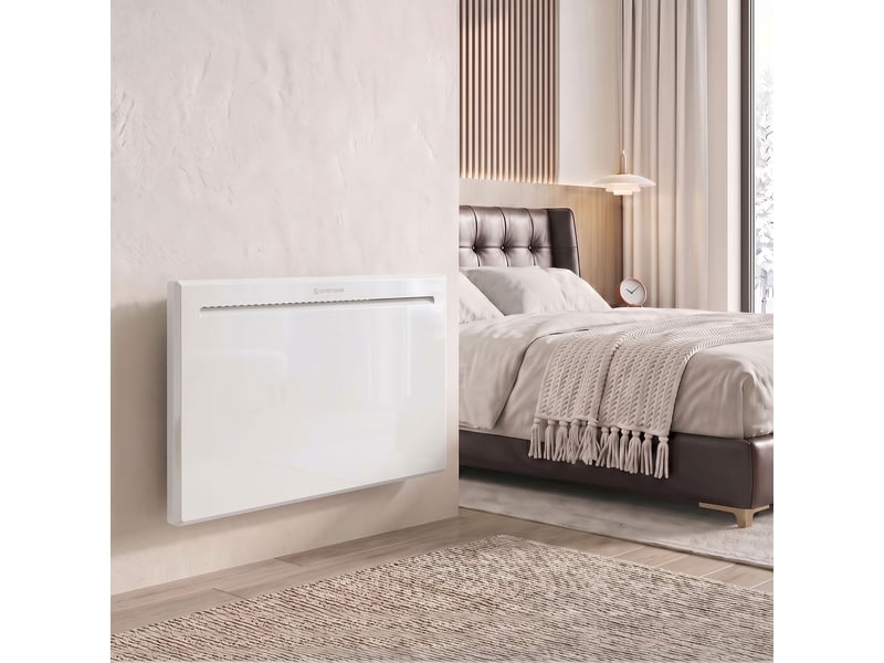  Radiateur à convection 1500w connecté mural autoportant - affichage led, timer - blanc  - Conforama D