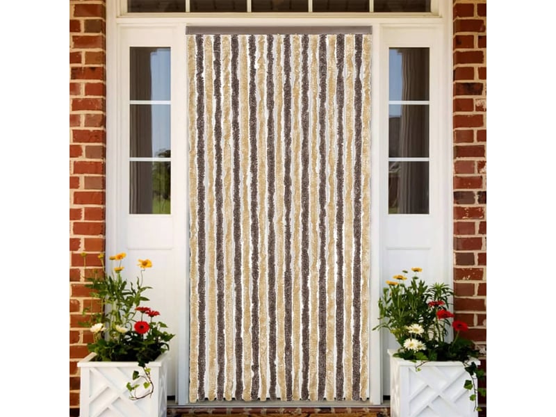  Rideau anti-mouches, moustiquaire marron foncé et beige 90x220 cm chenille cf43573  - Conforama B