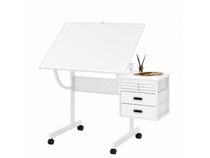 Table de puzzle inclinable 1500 pièces avec 4 plateaux, 2 tiroirs et roulettes, blanche