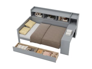 Lit banquette 90x200 cm <strong>KORFEE</strong>  <strong></strong> coloris gris