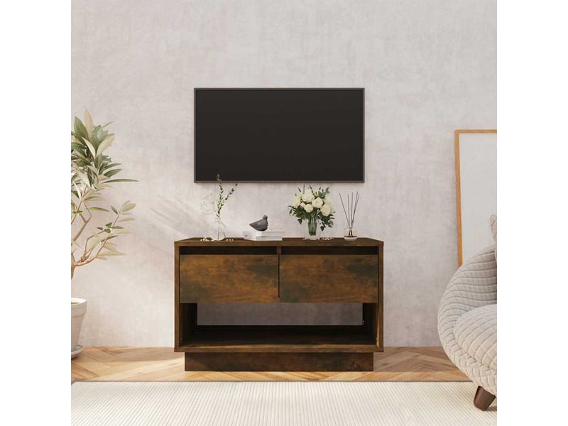  Meuble tv - banc tv - meuble de rangement chêne fumé 70x41x44 cm bois d'ingénierie  - Conforama B