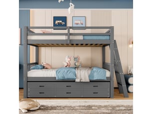 Lit superposé 90x200 cm <strong>ZOVIRA</strong> <strong></strong> coloris gris