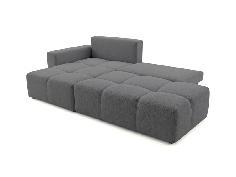  Celine - canapé d'angle fixe convertible 4 places en bouclette  - Conforama C