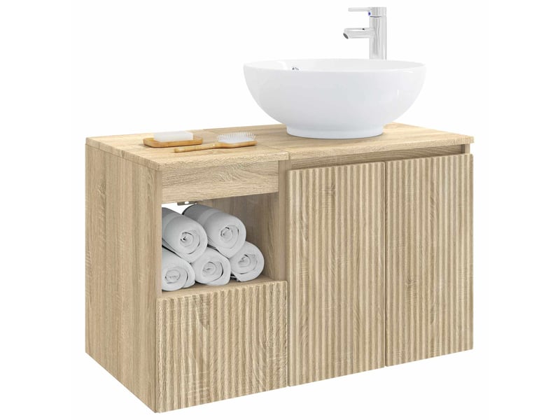 Ensemble de mobilier de salle de bain 2 pc chêne sonoma cf64134 - Conforama C