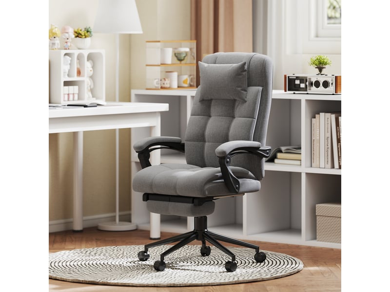  Fauteuil de bureau ergonomique avec fonction massage, 66 x 76 x 116-124 cm, gris  - Conforama C