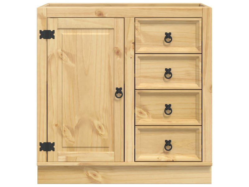  Armoire moderne rectangulaire avec 4 tiroirs et étagère 80 x 46 x 81 cm en pin massif miel 02_0058894  - Conforama C