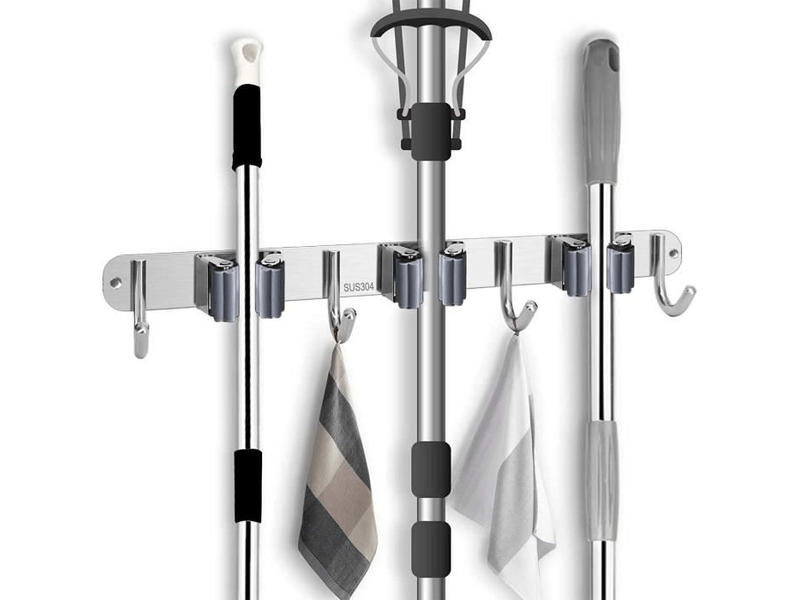  Porte balai mural inoxydable mop support gris 38 x 3cm  - Conforama A