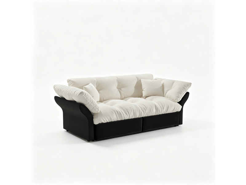  Canapé-lit 3 en 1 190 cm en velours beige avec lit gigogne et 2 coussins pour salon IKSETERA TRADING LTD - Conforama A